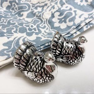 Turkey Salt & Pepper Shakers Silver Tone